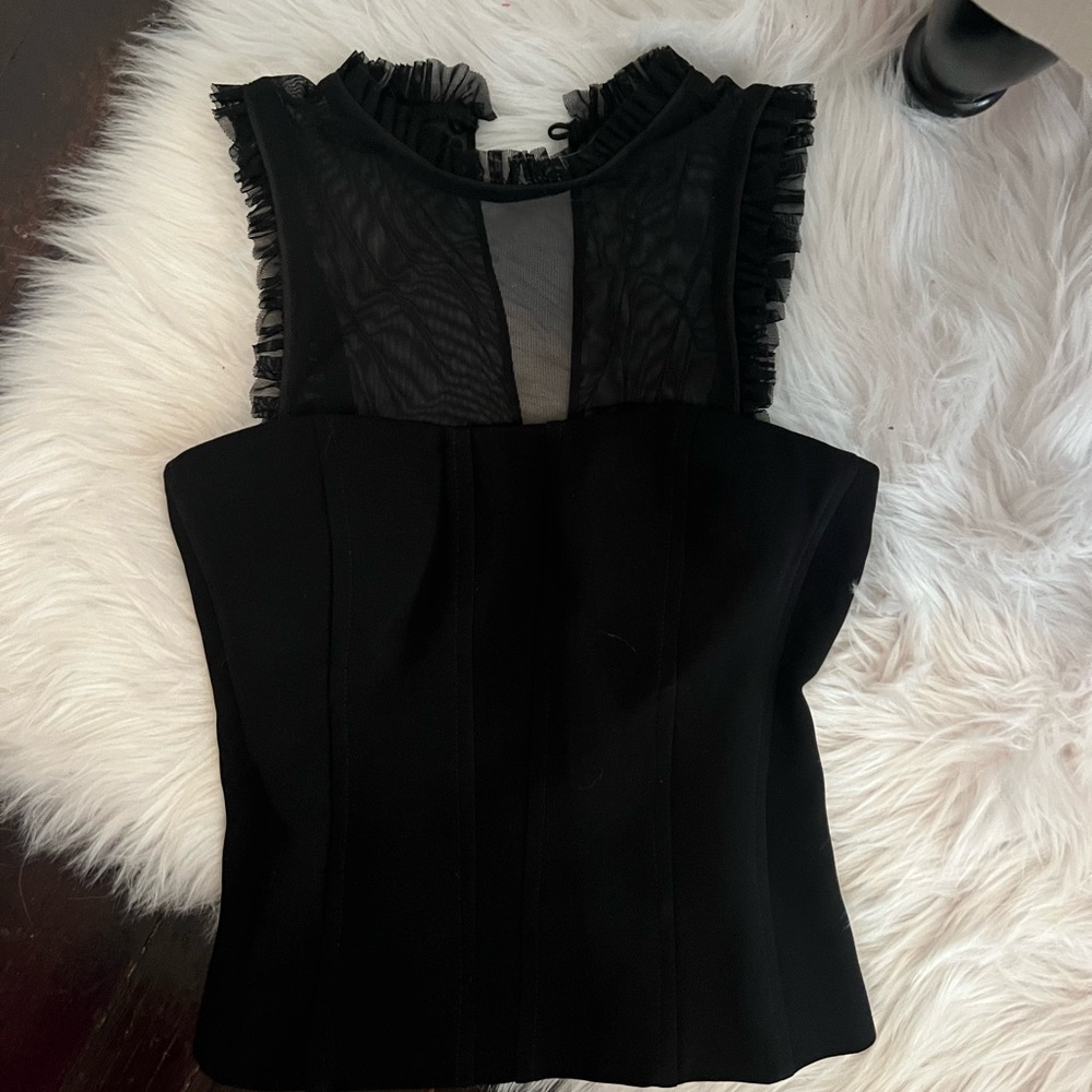 Cinq a sept mocked neck corset top